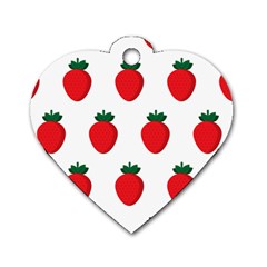 Fruit Strawberries Red Green Dog Tag Heart (two Sides) by Mariart