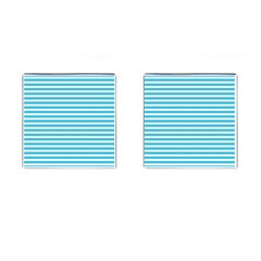 Horizontal Stripes Blue Cufflinks (square) by Mariart