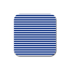 Horizontal Stripes Dark Blue Rubber Square Coaster (4 Pack)  by Mariart