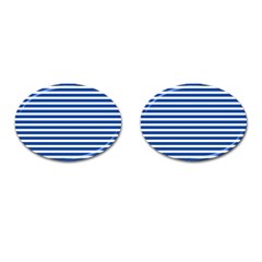 Horizontal Stripes Dark Blue Cufflinks (oval) by Mariart