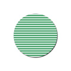 Horizontal Stripes Green Rubber Coaster (round)  by Mariart