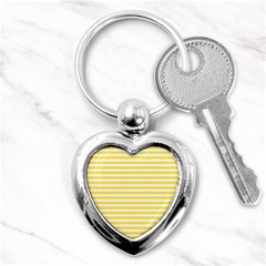 Horizontal Stripes Yellow Key Chains (heart)  by Mariart
