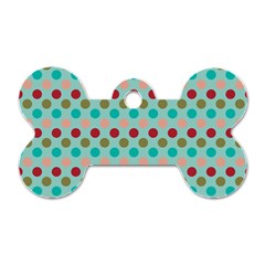 Large Colored Polka Dots Line Circle Dog Tag Bone (two Sides) by Mariart