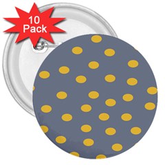 Limpet Polka Dot Yellow Grey 3  Buttons (10 Pack)  by Mariart