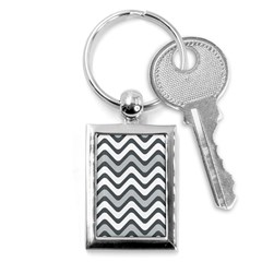 Shades Of Grey And White Wavy Lines Background Wallpaper Key Chains (rectangle)  by Simbadda