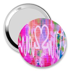 Watercolour Heartbeat Monitor 3  Handbag Mirrors by Simbadda