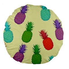 Colorful Pineapples Wallpaper Background Large 18  Premium Round Cushions by Simbadda