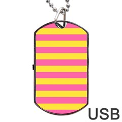 Horizontal Pink Yellow Line Dog Tag Usb Flash (one Side) by Mariart
