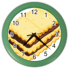 Sandwich Biscuit Chocolate Bread Color Wall Clocks by Mariart