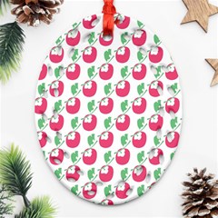 Fruit Pink Green Mangosteen Ornament (oval Filigree) by Mariart