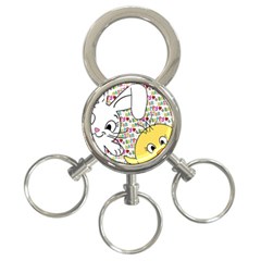 Easter Bunny And Chick  3-ring Key Chains by Valentinaart