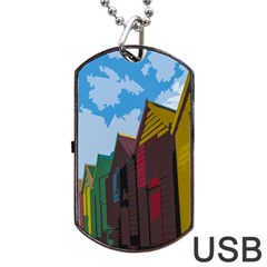 Brightly Colored Dressing Huts Dog Tag Usb Flash (two Sides) by Nexatart