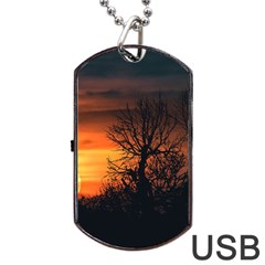 Sunset At Nature Landscape Dog Tag Usb Flash (two Sides) by dflcprints