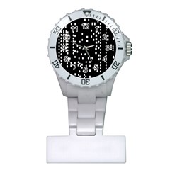 Circle Plaid Black White Plastic Nurses Watch by Mariart