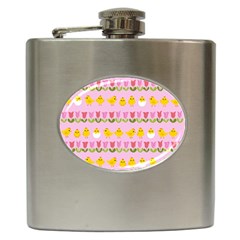 Easter - Chick And Tulips Hip Flask (6 Oz) by Valentinaart