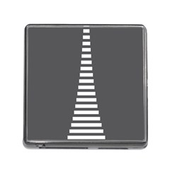 Minimalist Stairs White Grey Memory Card Reader (square) by Mariart