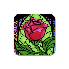 Happily Ever After 1   Beauty And The Beast Rubber Square Coaster (4 Pack)  by storybeth