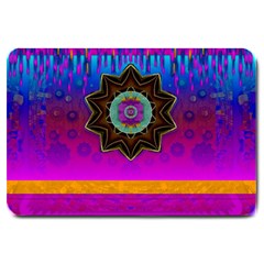 Air And Stars Global With Some Guitars Pop Art Large Doormat  by pepitasart