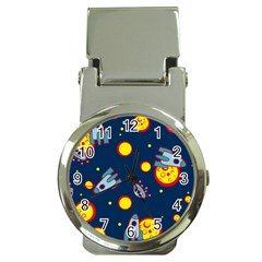 Rocket Ufo Moon Star Space Planet Blue Circle Money Clip Watches by Mariart