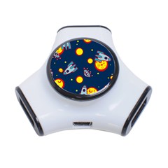 Rocket Ufo Moon Star Space Planet Blue Circle 3-port Usb Hub by Mariart