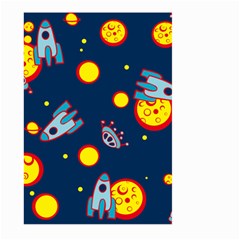 Rocket Ufo Moon Star Space Planet Blue Circle Large Garden Flag (two Sides) by Mariart