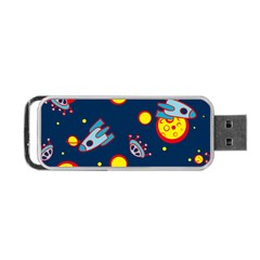 Rocket Ufo Moon Star Space Planet Blue Circle Portable Usb Flash (one Side) by Mariart