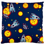 Rocket Ufo Moon Star Space Planet Blue Circle Large Flano Cushion Case (Two Sides) Back