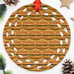 Delicious Burger Pattern Ornament (round Filigree) by berwies