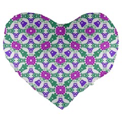 Multicolor Ornate Check Large 19  Premium Heart Shape Cushions by dflcprints