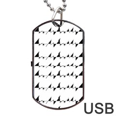Black And White Wavy Stripes Pattern Dog Tag Usb Flash (two Sides) by dflcprints