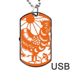 Chinese Zodiac Horoscope Zhen Icon Star Orangechicken Dog Tag Usb Flash (two Sides) by Mariart