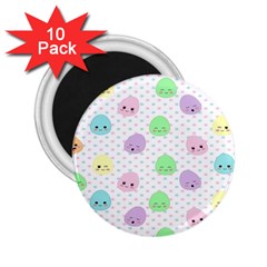 Egg Easter Smile Face Cute Babby Kids Dot Polka Rainbow 2 25  Magnets (10 Pack)  by Mariart