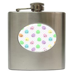 Egg Easter Smile Face Cute Babby Kids Dot Polka Rainbow Hip Flask (6 Oz) by Mariart