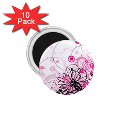 Wreaths Frame Flower Floral Pink Black 1 75  Magnets (10 Pack)  by Mariart