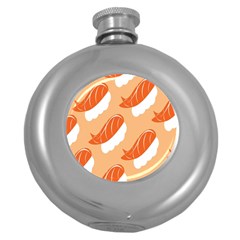 Fish Eat Japanese Sushi Round Hip Flask (5 Oz) by Mariart