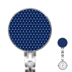 Blue White Anchor Stainless Steel Nurses Watch by Mariart