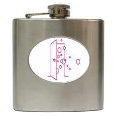 Deep Clean Bubbel Door Pink Polka Circle Hip Flask (6 Oz) by Mariart
