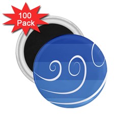 Ventigender Flags Wave Waves Chevron Leaf Blue White 2 25  Magnets (100 Pack)  by Mariart
