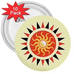 Yin Yang Sunshine 3  Buttons (10 Pack)  by linceazul