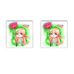 Happy Mother s Day Furry Girl Cufflinks (Square) Front(Pair)