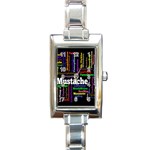 Mustache Rectangle Italian Charm Watch Front