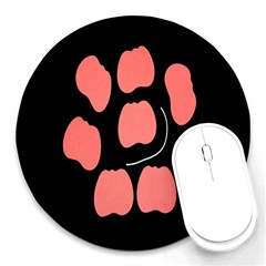 Craft Pink Black Polka Spot Round Mousepads by Mariart