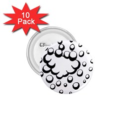Splash Bubble Black White Polka Circle 1 75  Buttons (10 Pack) by Mariart