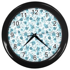 Floral Pattern Wall Clocks (black) by ValentinaDesign