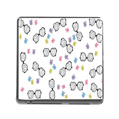 Glasses Bear Cute Doll Animals Memory Card Reader (square) by Mariart