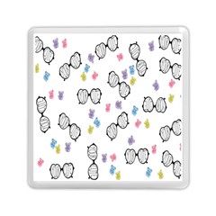 Glasses Bear Cute Doll Animals Memory Card Reader (square)  by Mariart