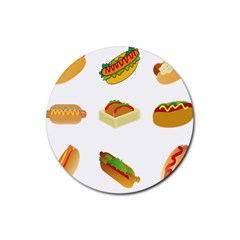 Hot Dog Buns Sauce Bread Rubber Coaster (round)  by Mariart