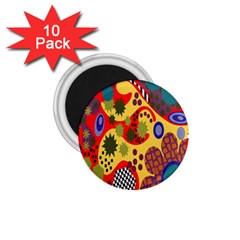 Line Star Polka Dots Plaid Circle 1 75  Magnets (10 Pack)  by Mariart