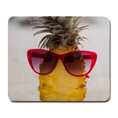 Pineapple With Sunglasses Large Mousepads by LimeGreenFlamingo