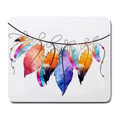 Watercolor Feathers Large Mousepads by LimeGreenFlamingo